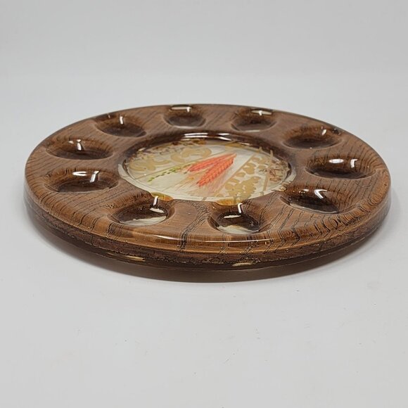 Resin Deviled Egg Tray Dried Flowers and Pasta 8.5" Design Gifts Vintage - Picture 8 of 9